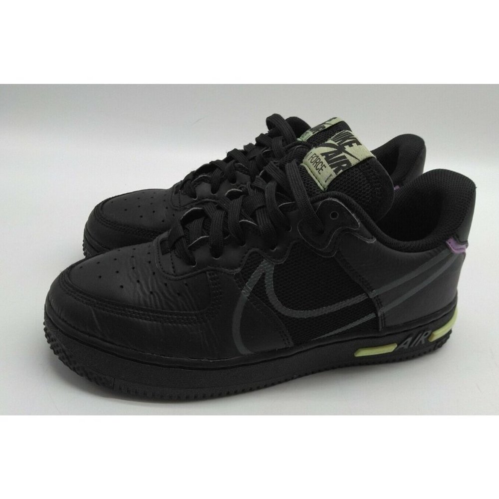Nike Air Force 1 Low React GS Black Volt Purple CD6960-001 Size 5.5Y / Women’s 7